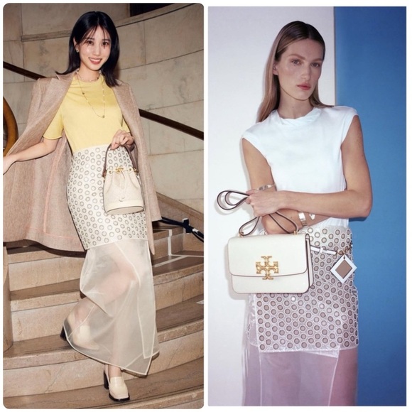 New TORY BURCH Mirror Embellished Double Layer Wrap Skirt - Picture 3 of 12